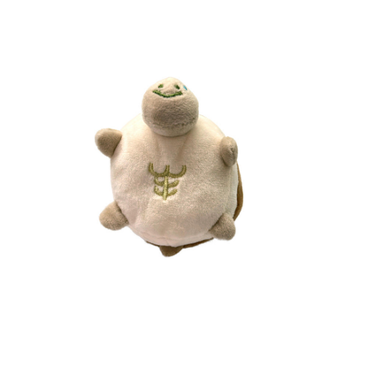 Brown turtle-shaped cat toy with original embroidered belly