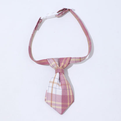 Mokka - Plaid Tie Detail Adjustable Pet Collar