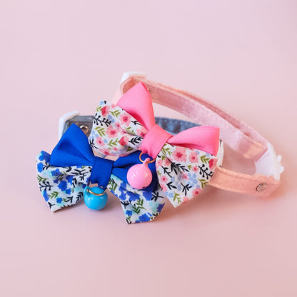 Mokka - Floral Double Bow Cat Collar – Soft, Adjustable, and Adorably Elegant