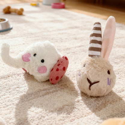 Petkin - Animal Plush Squeaky Crinkle Dog Toy Ball