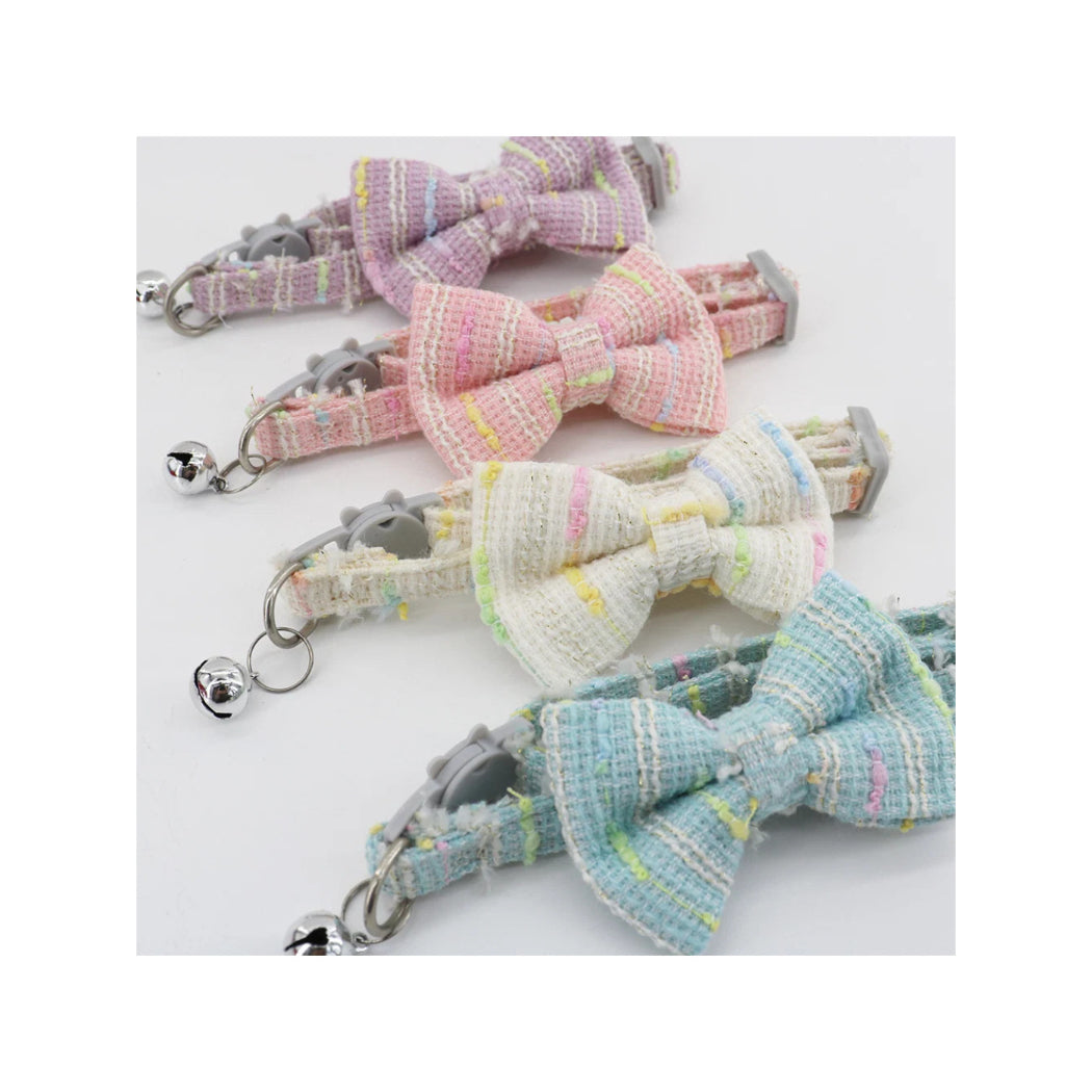 Mokka - Multicolor Tweed Bow Breakaway Cat Collar
