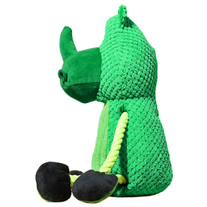 Petkin - Green Rhino Plush Interactive Dog Toy