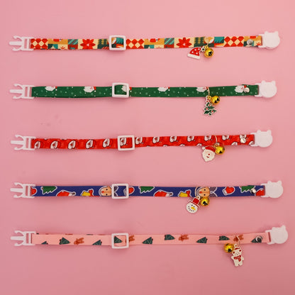 Christmoo - Christmas Bell Charm Cartoon Print Cat Collar