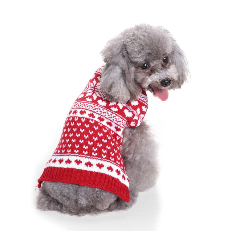 Chrismoo -  Red Christmas Snow Dog Sweater for small & medium dogs