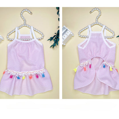 Ozzie - Casual Tassel Trim Dog and Cat Pet Dress