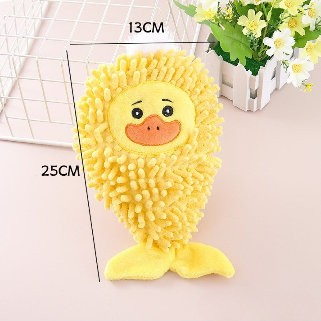 Petkin Animal Mop Plush Dog Toy laying flat with mop strands spread out