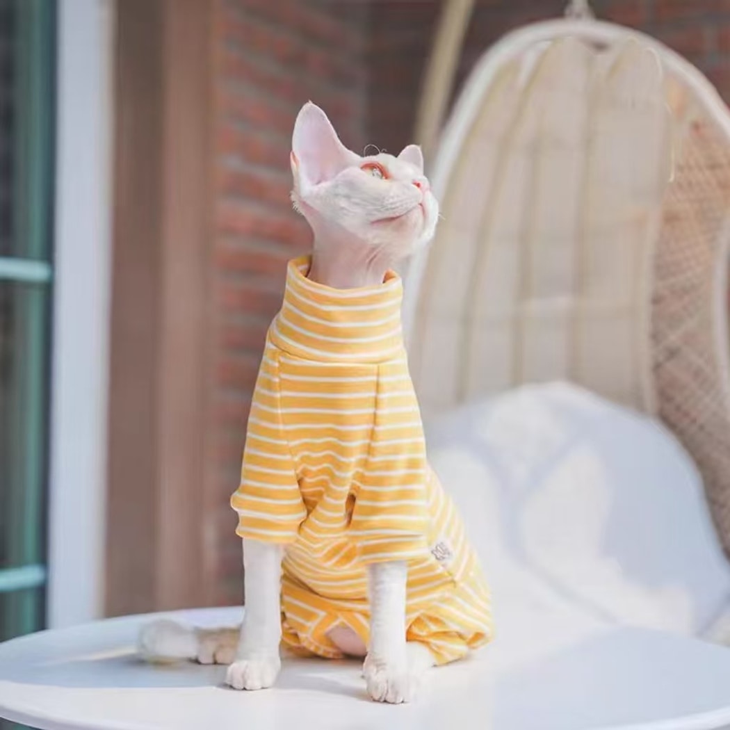 Ozzie - Striped Full Body Four-Leg Cat Clothing