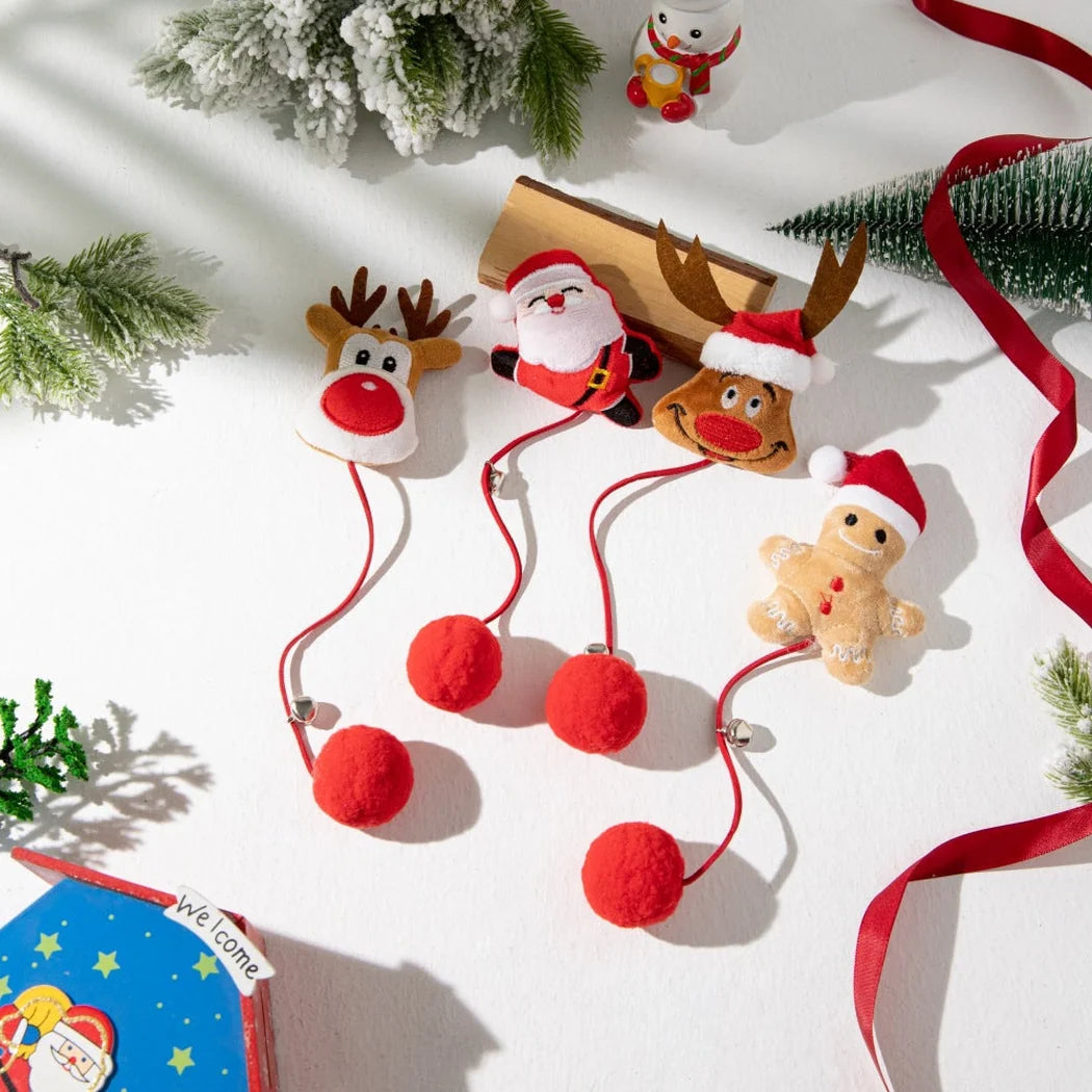 Moo - Christmas Fuzzy Character Pom-Pom Cat Toy