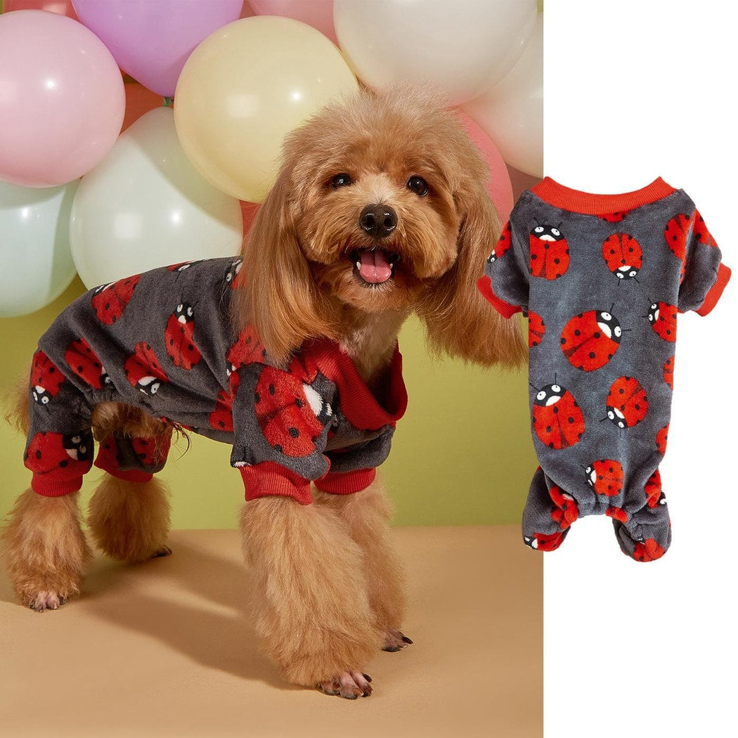 Ozzie - Ladybug Pattern Dog Onesie Style Sweater