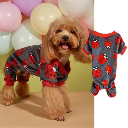 Ozzie - Ladybug Pattern Dog Onesie Style Sweater