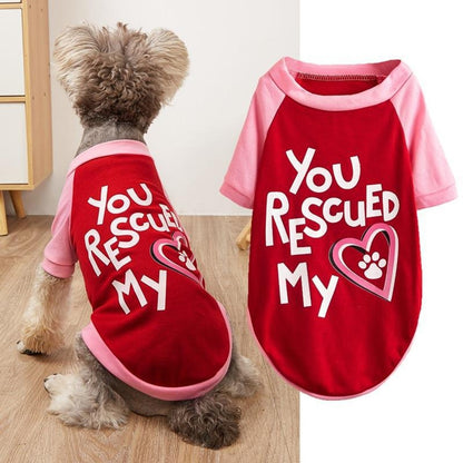 Ozzie - Heart Print Contrast Sleeve Pet Dog T-Shirt