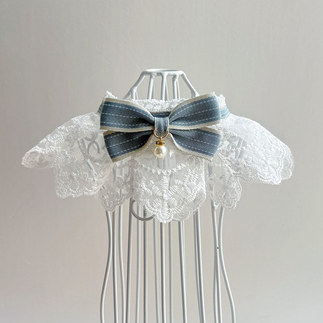Mokka - Princess Bow Lace Trim Cat Bib