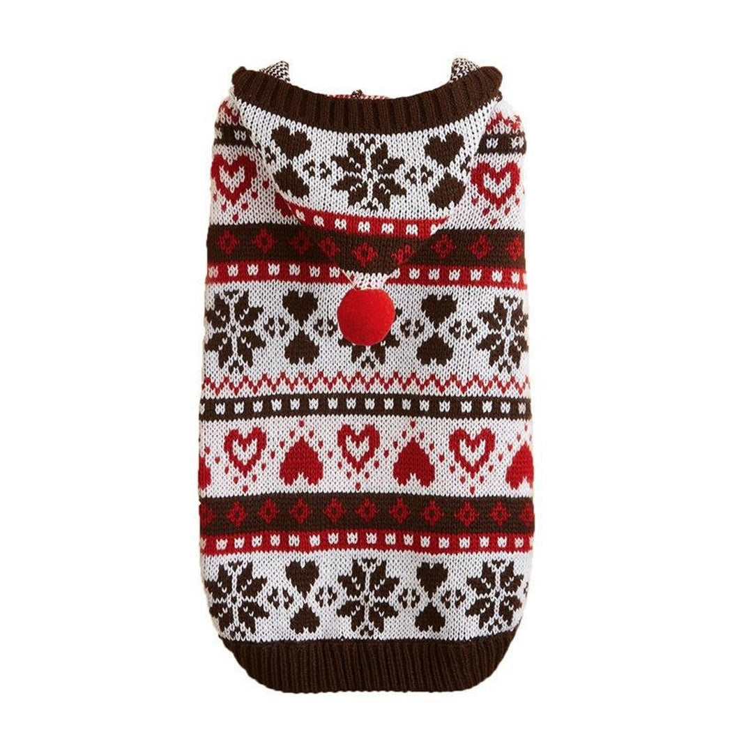 Ozzie - Heart Snowflake Knit Look Pet Sweater