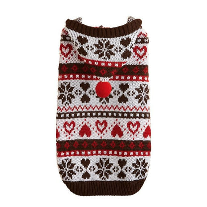Ozzie - Heart Snowflake Knit Look Pet Sweater