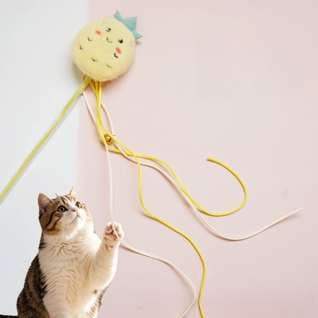 Moo - Cute Fruit with Bell Cat Teaser Wand Toy