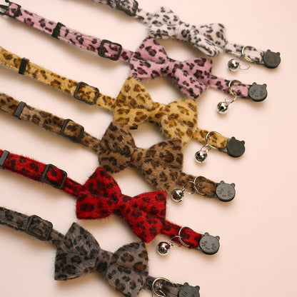 Mokka - Edgy Leopard Pattern Bow Cat Collar
