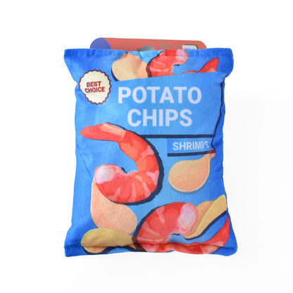 Petkin Chips dog toy shown from above to emphasize its shape and design