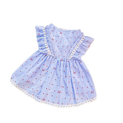 Ozzie - Light Blue Polka Dot Bow Cat and Dog Dress