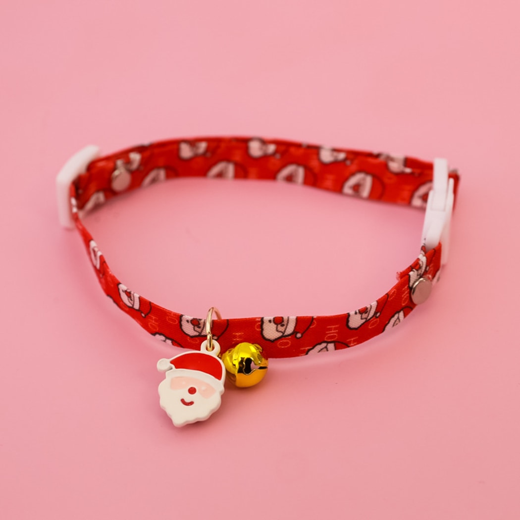 Christmoo - Christmas Bell Charm Cartoon Print Cat Collar