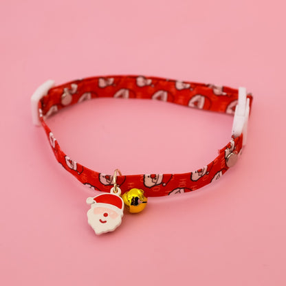 Christmoo - Christmas Bell Charm Cartoon Print Cat Collar