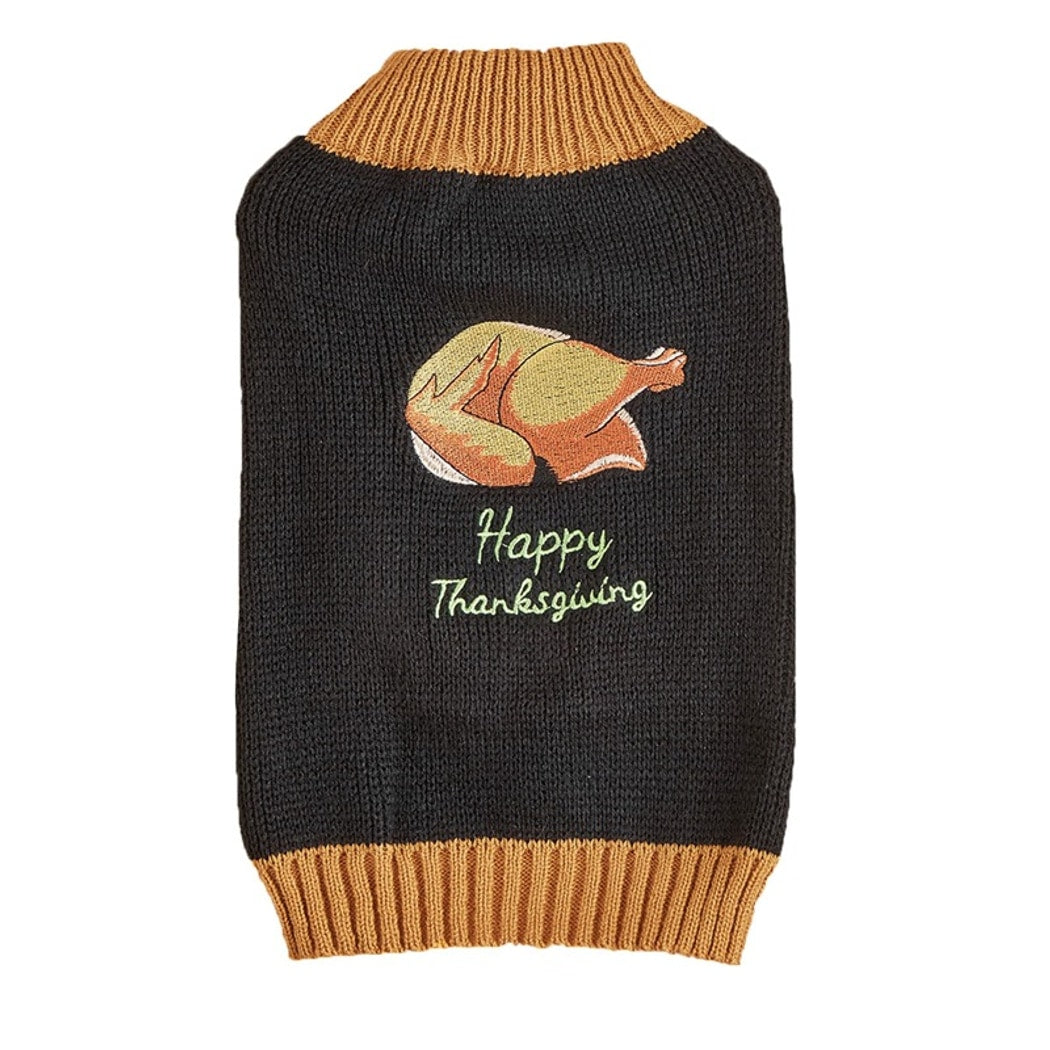 Ozzie - Thanksgiving Pattern Ribbed Neck Pet Sweater