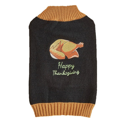 Ozzie - Thanksgiving Pattern Ribbed Neck Pet Sweater