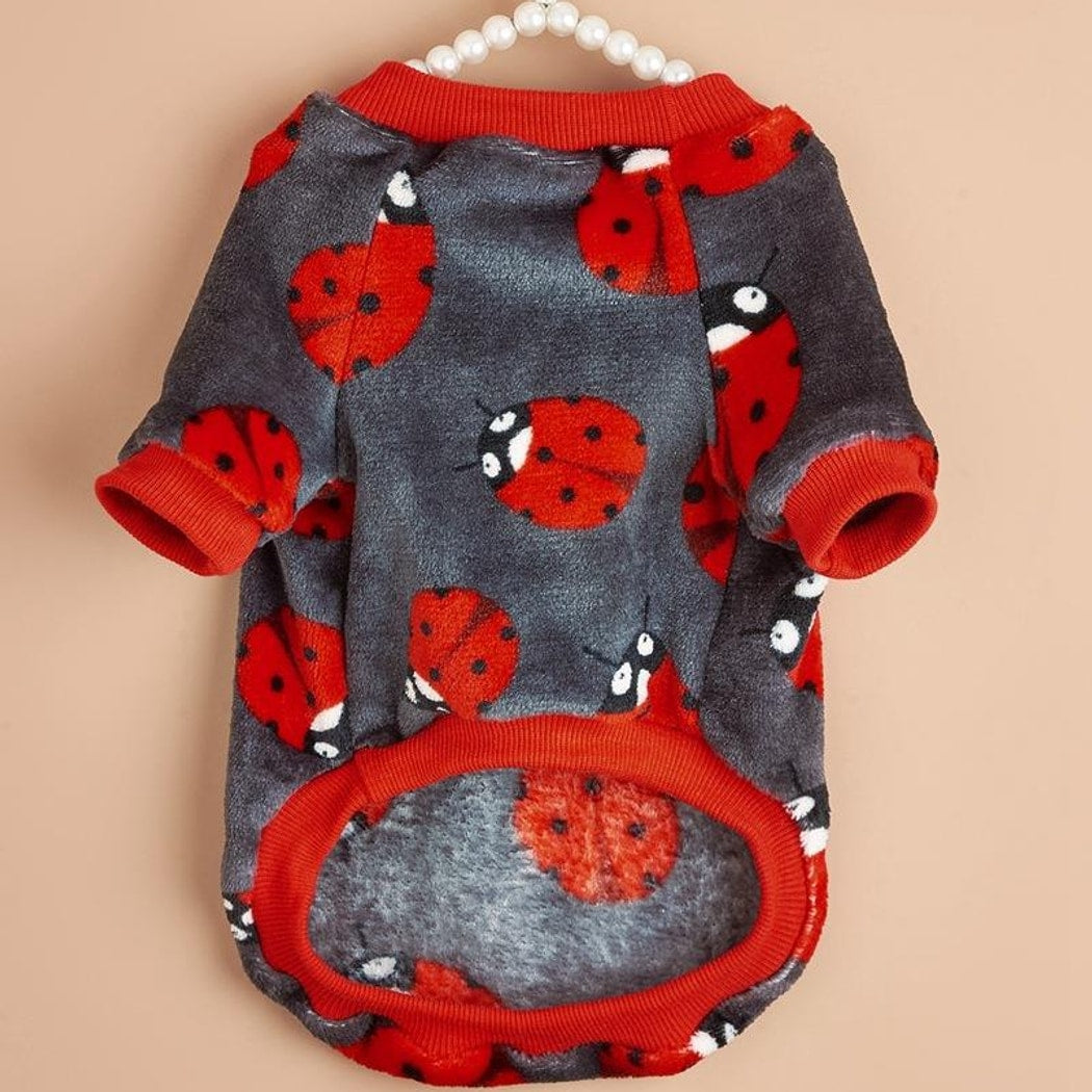 Ozzie - Ladybug Pattern Dog Onesie Style Sweater