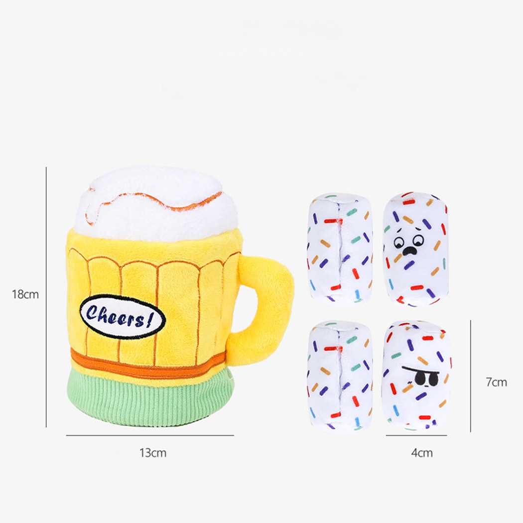 Petkin - Beer Mug Plush Squeaky Dog Toy