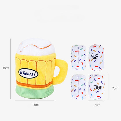 Petkin - Beer Mug Plush Squeaky Dog Toy