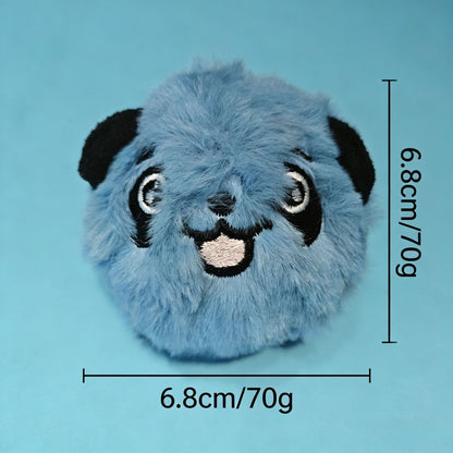 Close-up of Petkin plush ball dog toy showing soft fabric texture
