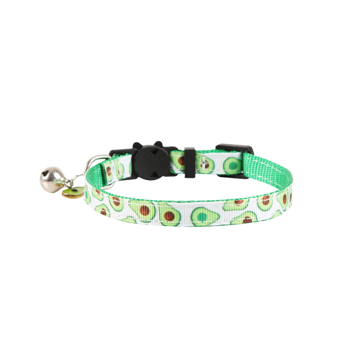 Mokka fruit print cat collar with bell laid out to show full design