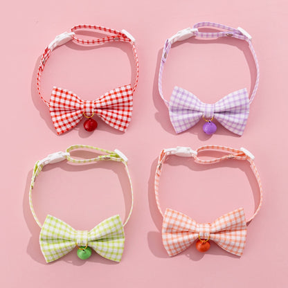 Mokka - Gingham Bell Accent Adjustable Cat Collar