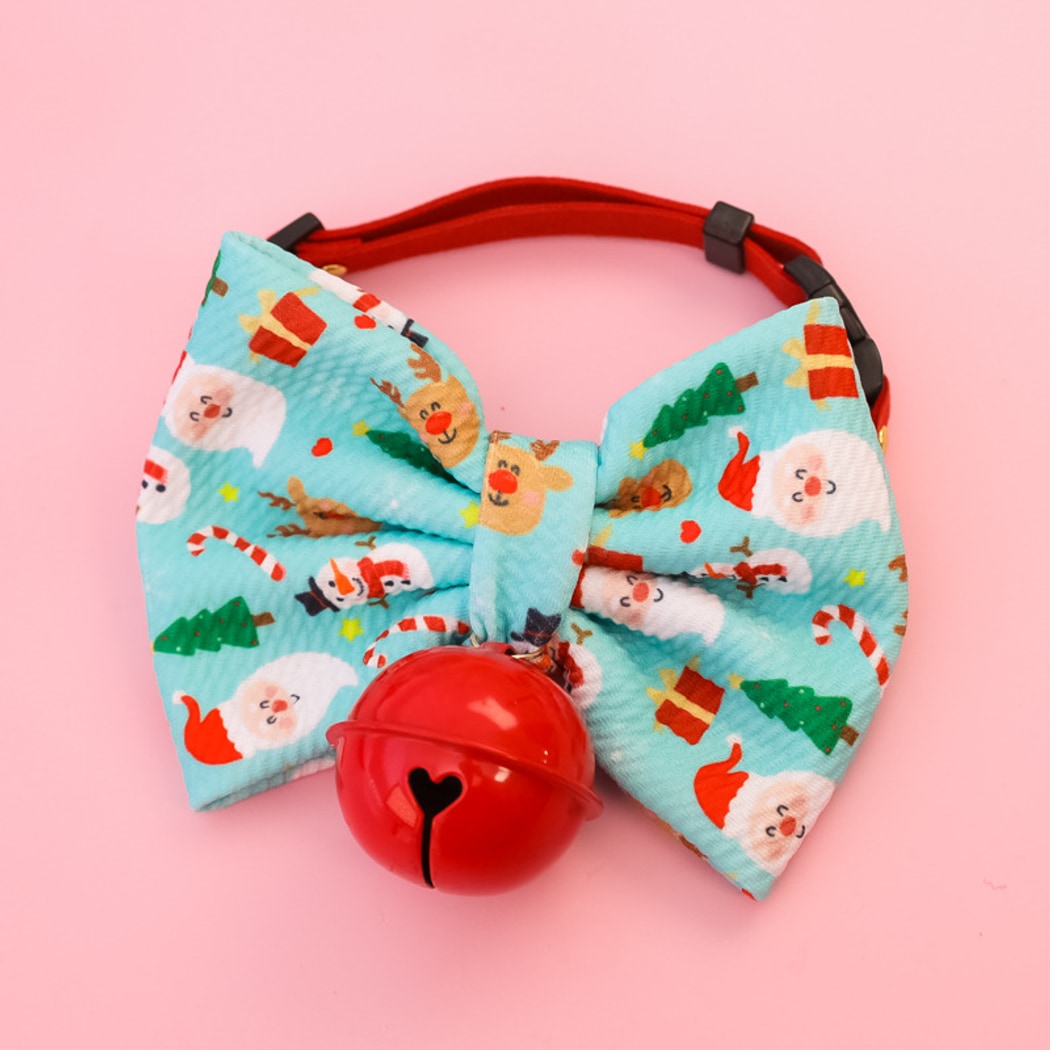 Christmoo - Holiday Print Pet Collar with Bow Accent