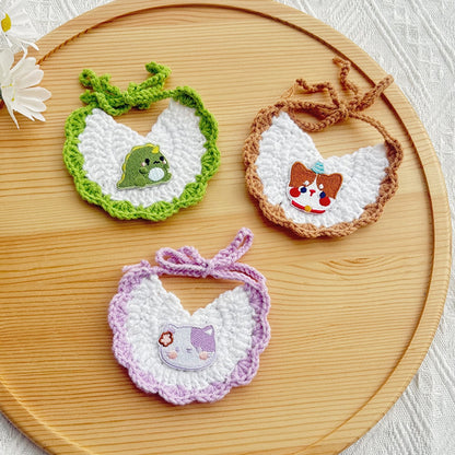Mokka - Cartoon Animal Crochet Cat Bib