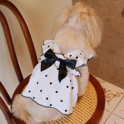 Ozzie - Heart Print Ruffle Cartoon Style Pet Dress