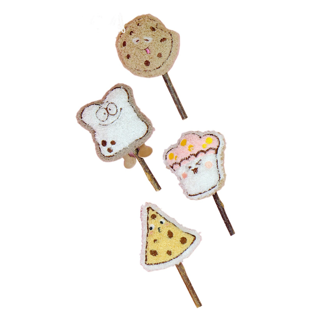 Moo - Snack Shaped Plush Stick Cat Toy