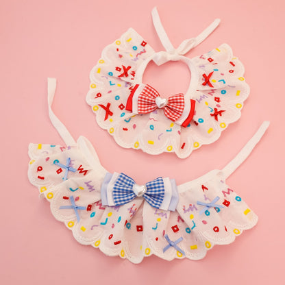 Mokka - Point Pattern Lace Bow Cat Collar