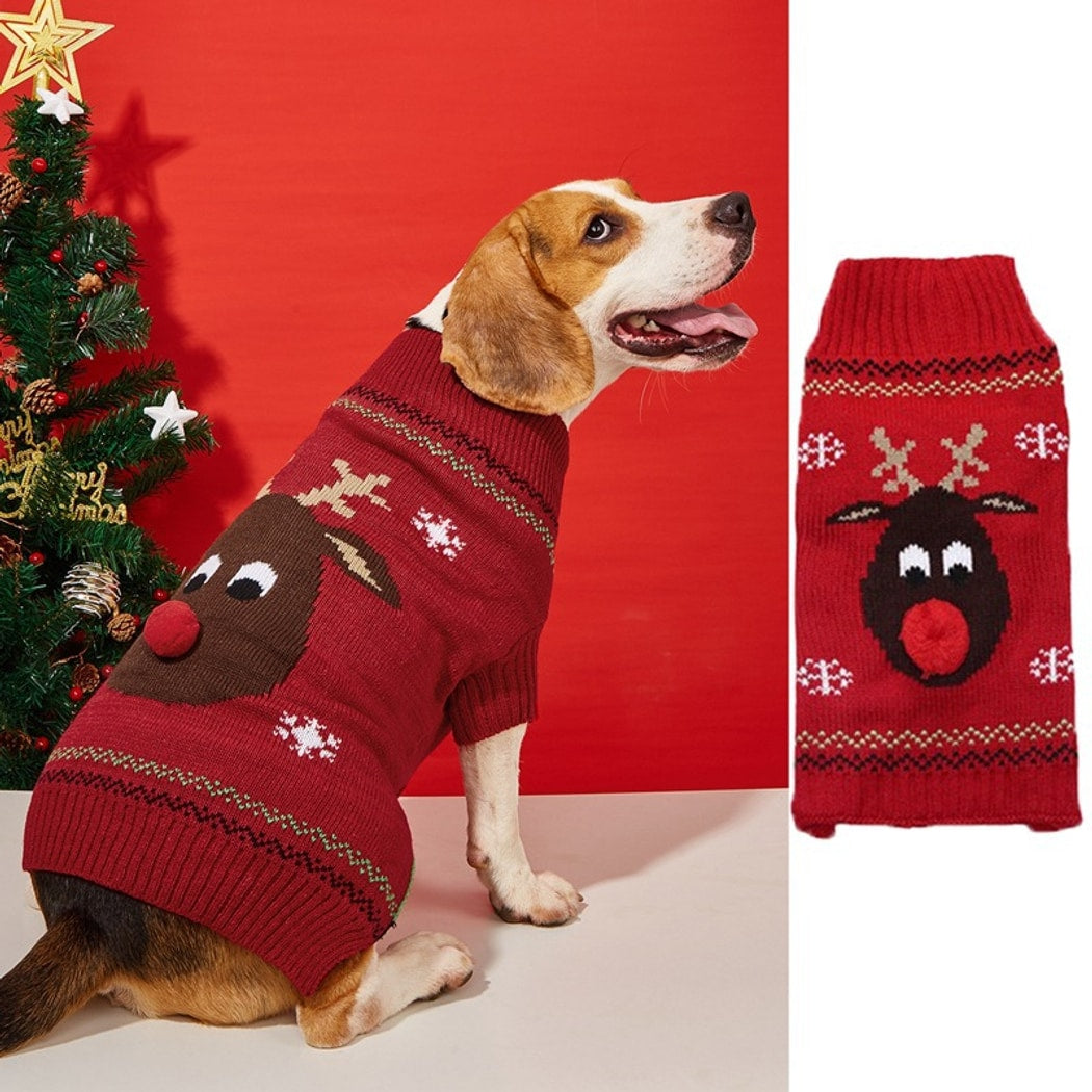 Christmoo - Festive Red Nose Reindeer Christmas Dog Sweater