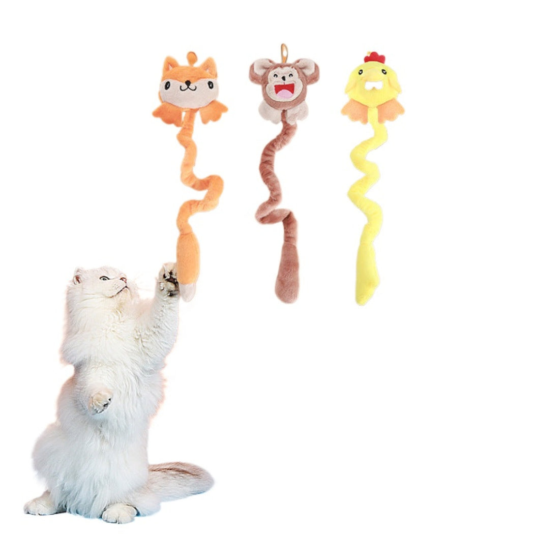 Moo - Character Head and Wavy Tail Plush Cat Toy