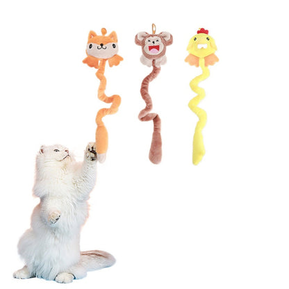 Moo - Character Head and Wavy Tail Plush Cat Toy