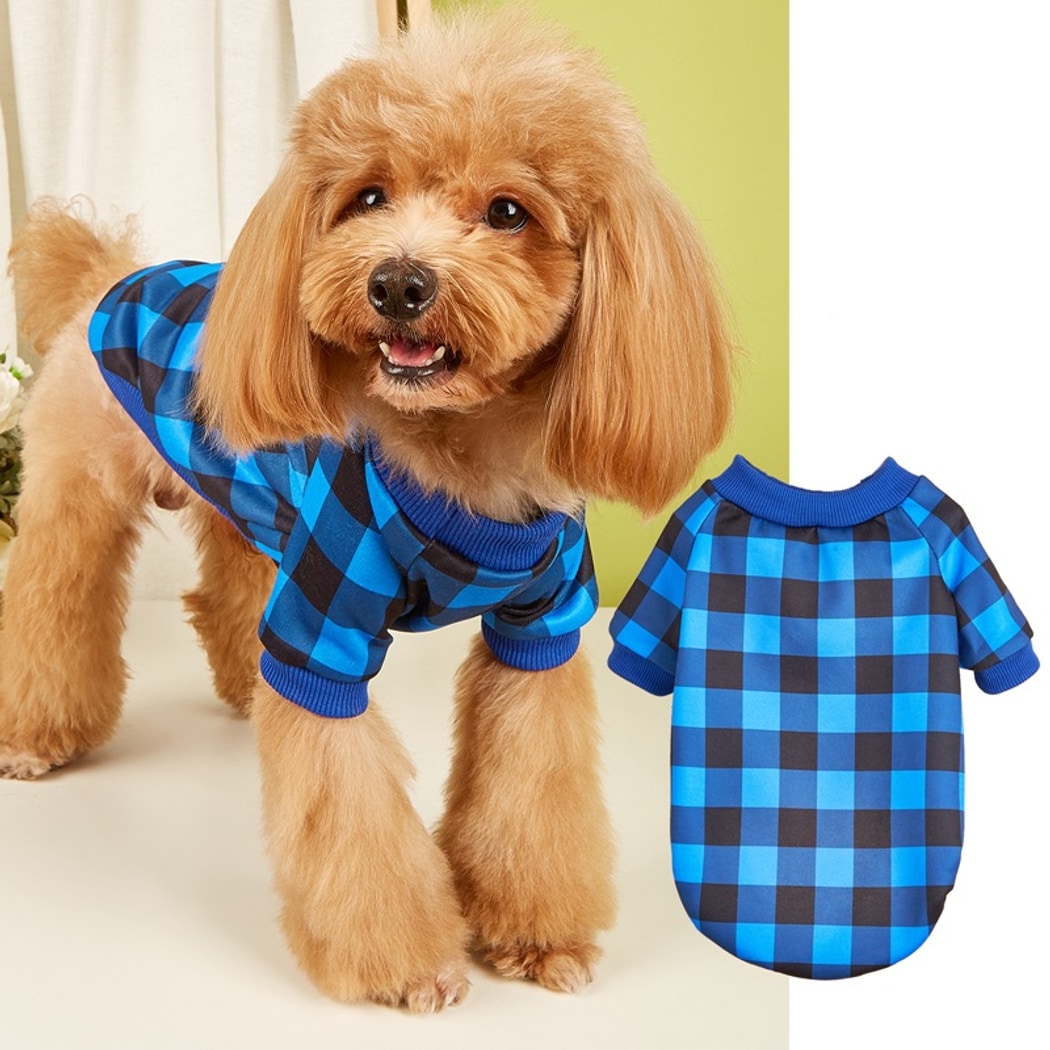Ozzie - Classic Plaid Round Neck Dog Sweatshirt