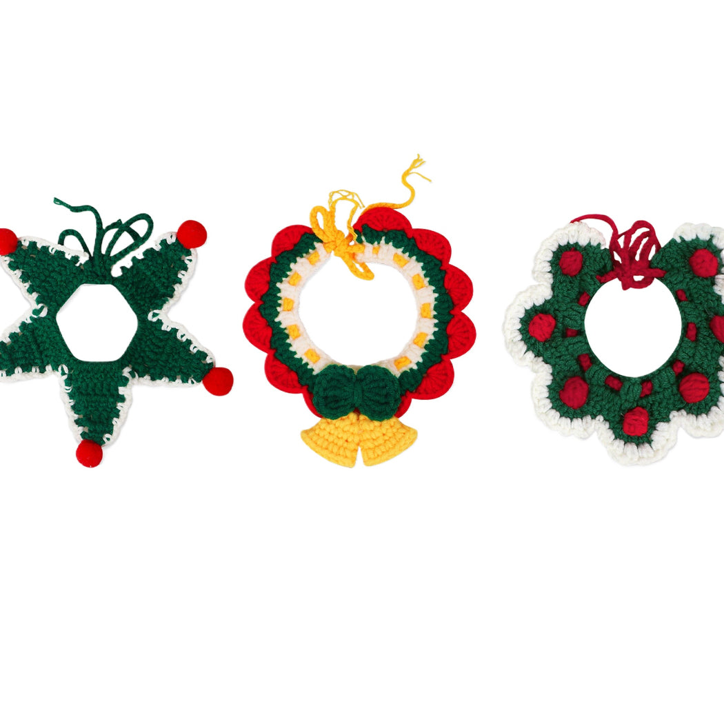 Mokka - Christmas Color-Block Crochet Cat Collar