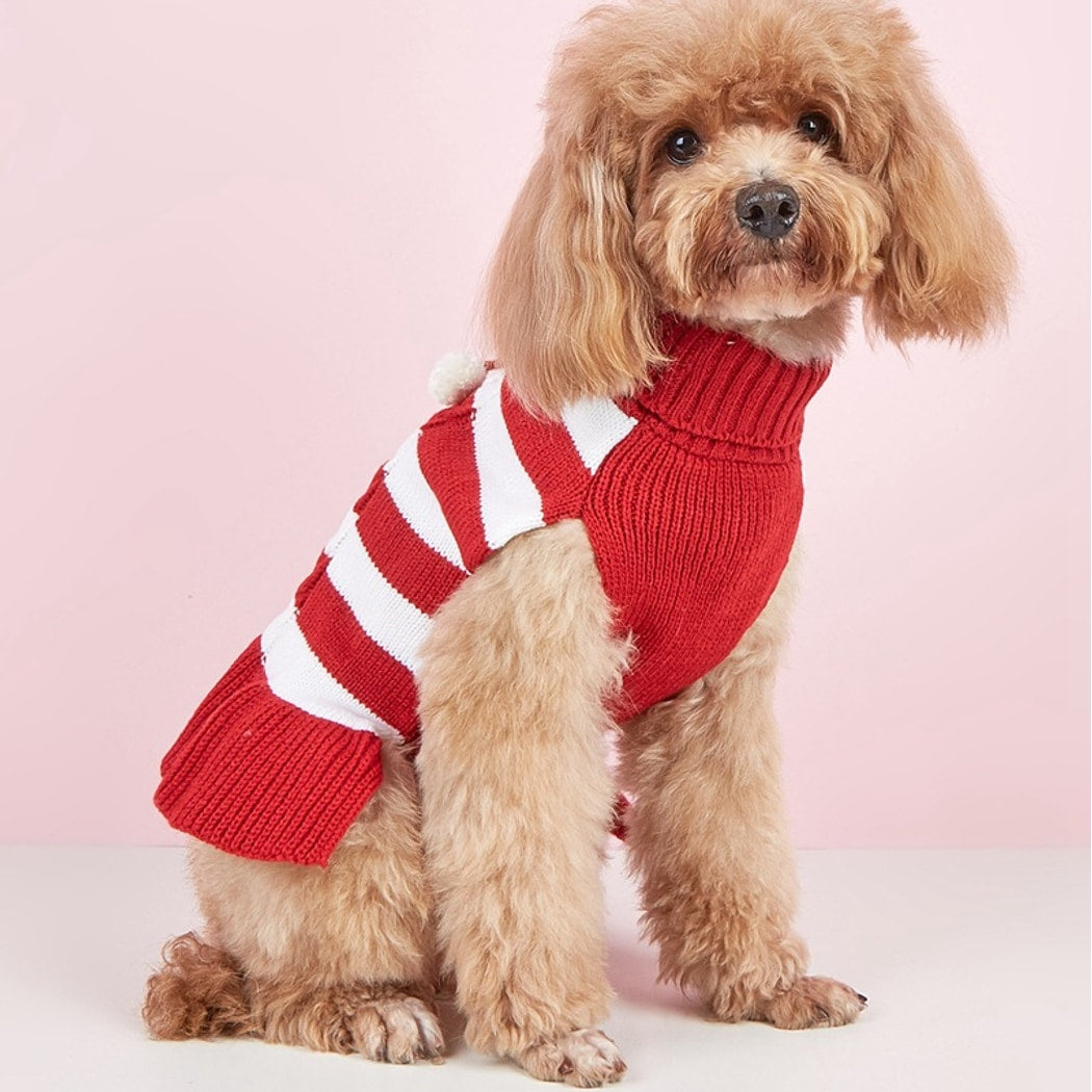 Ozzie - Ruffle Hem Cable Stripe Sweater Dress