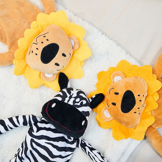 Petkin - Lion and Zebra Plush Squeaky Dog Toy