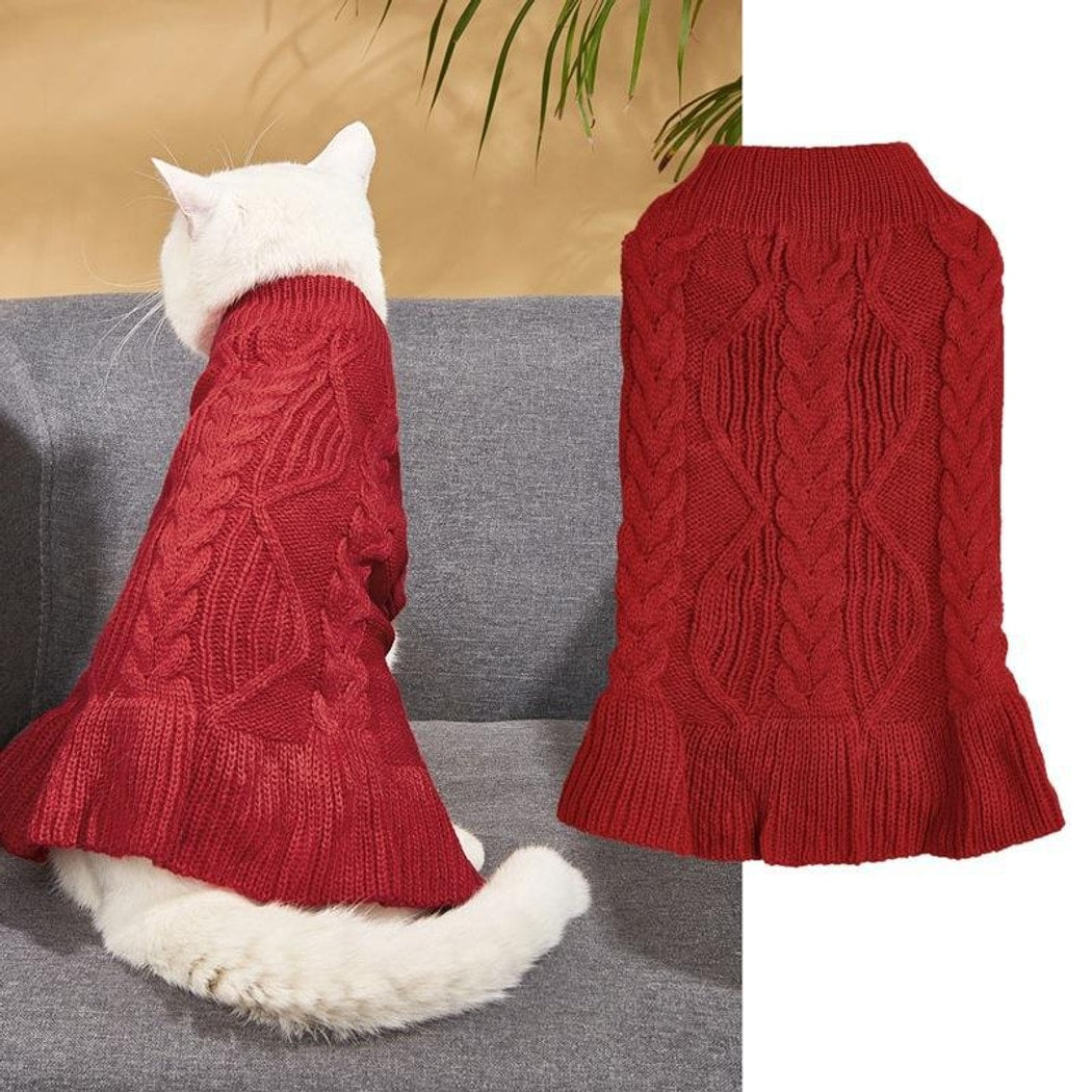 Ozzie - Ruffle Hem Pet Sweater Dress