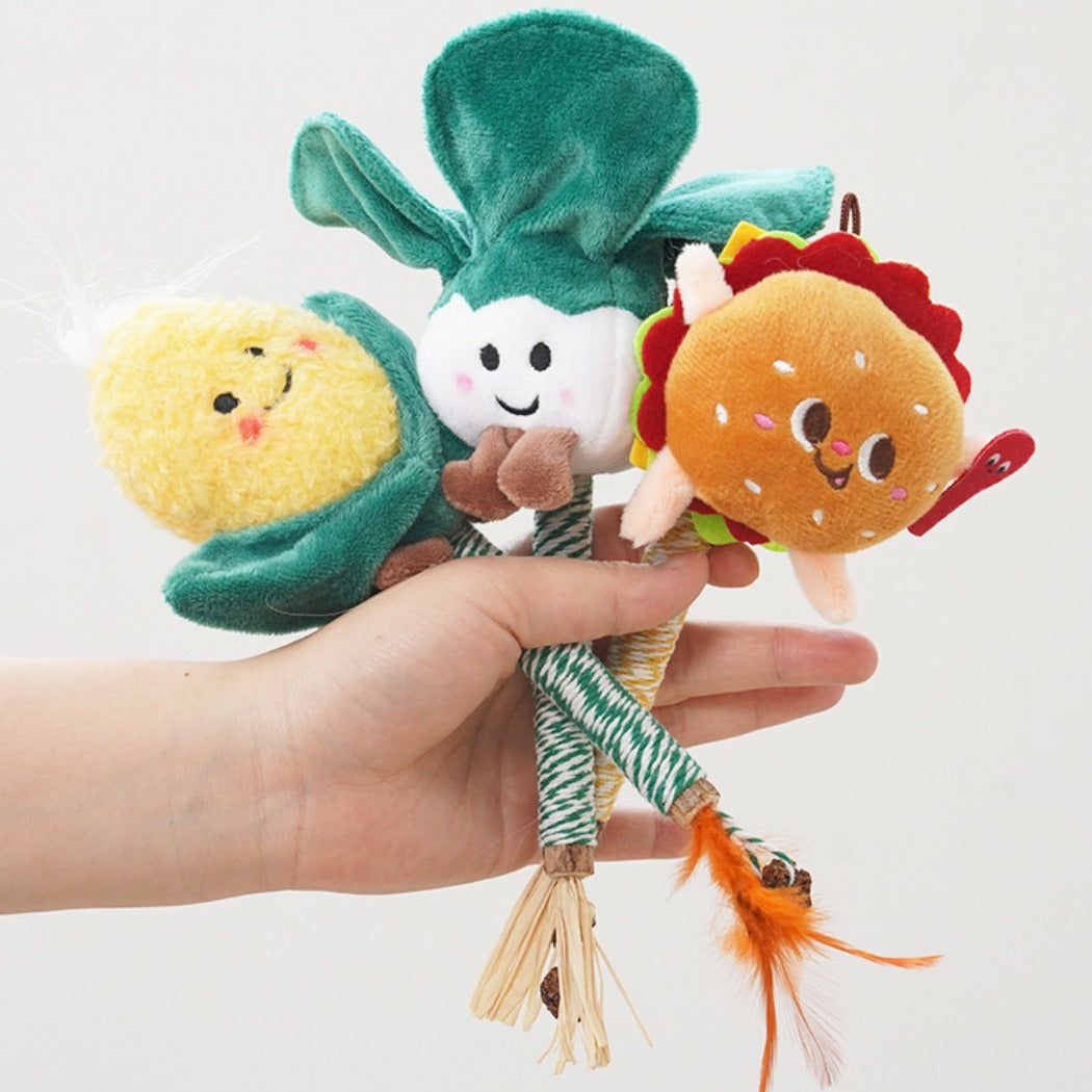 Moo – Plush Vegetable Cat Teaser Wand