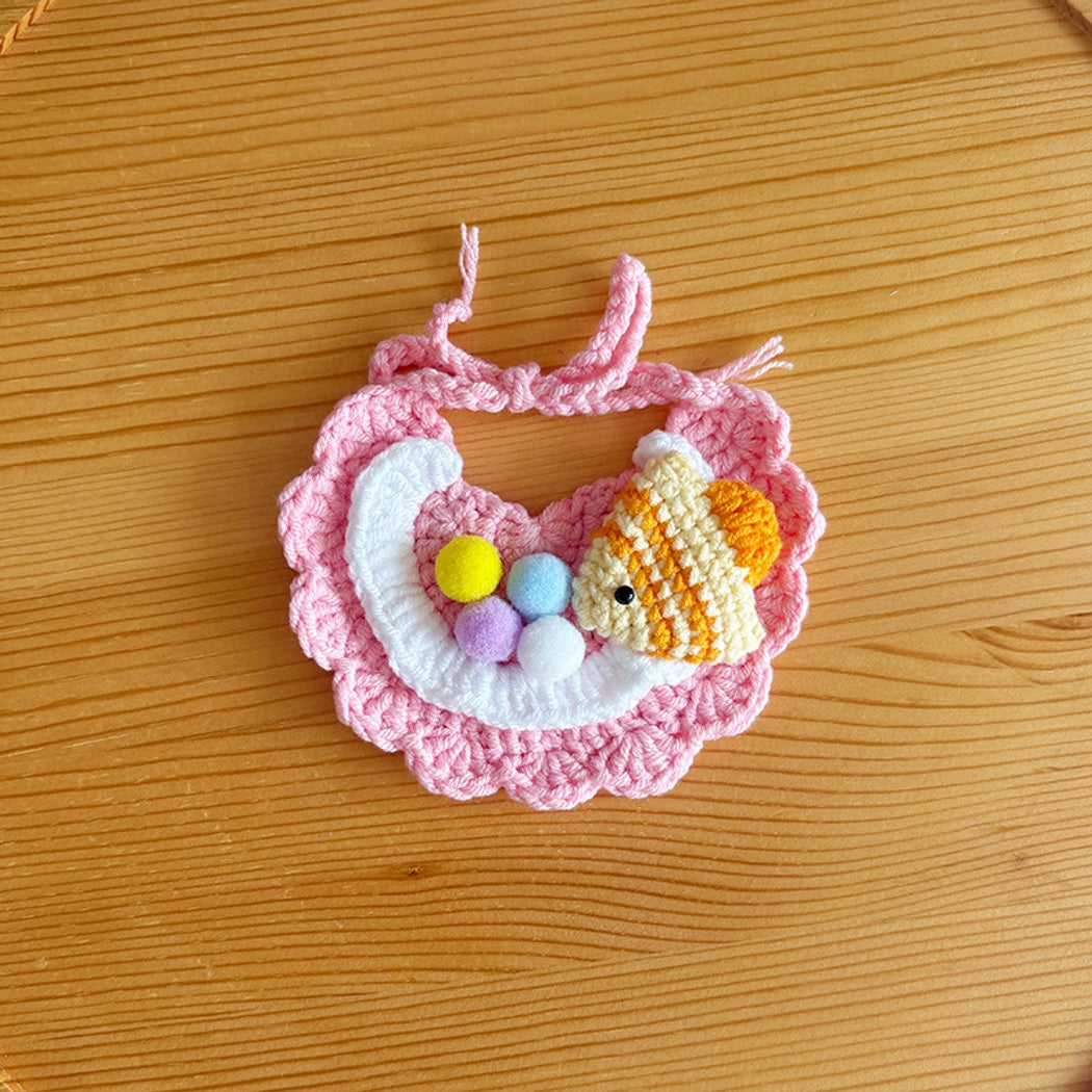 Mokka - Knit Style Fish Motif Cat Bib