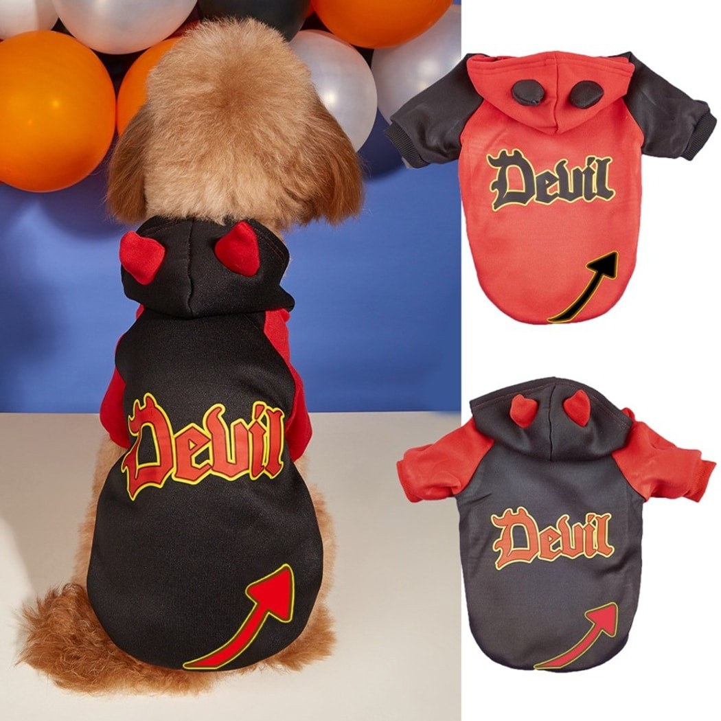 Halloweek - Halloween Devil Letter Print Dog Hoodie