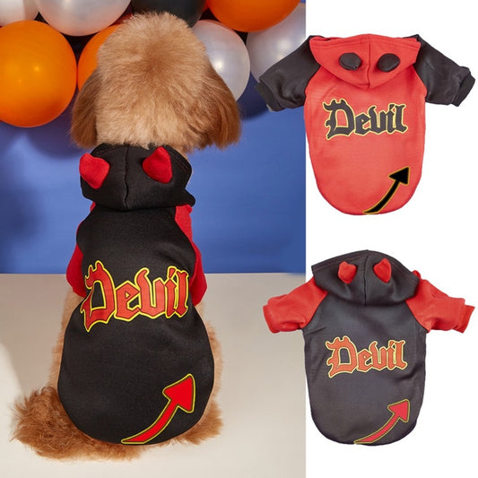 Halloweek - Halloween Devil Letter Print Dog Hoodie