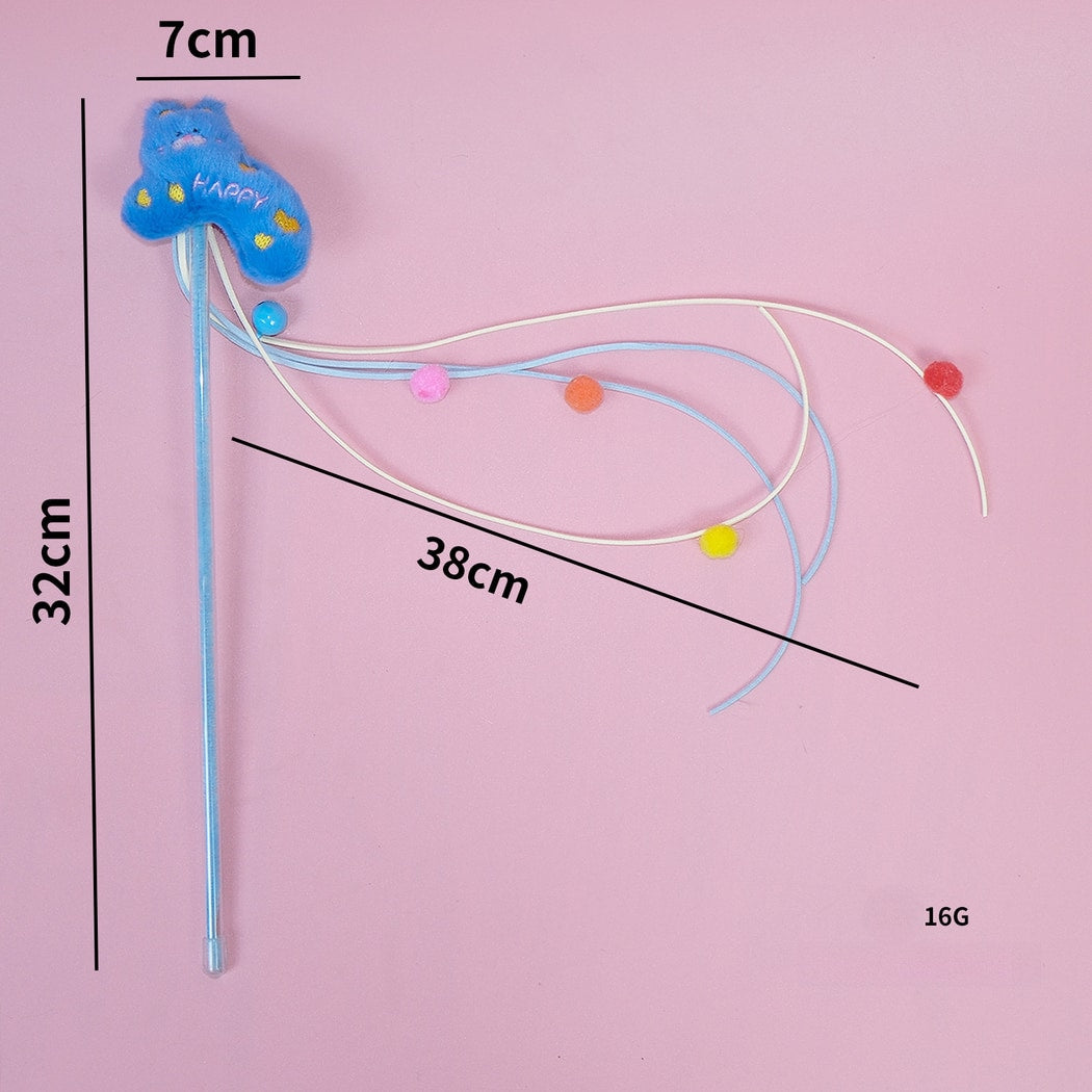 Moo - Colorful Plush Cat Teaser Wand Toy